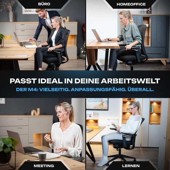 VALKENSTOL M4 Bürostuhl Ergonomisch Testsieger mit 5D Armlehnen für maximale Bewegungsfreiheit, Bequeme und Rückenfreundliche Bürostühle, Schreibtischstuhl ergonomisch als Home Office Chair