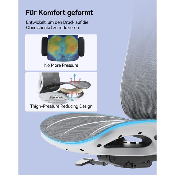 SIHOO M57 Ergonomischer Bürostuhl mit 3-Wege-Armlehnen, Lendenwirbelstütze und Verstellbarer Kopfstütze Hohe Rückenlehne Neigungsfunktion