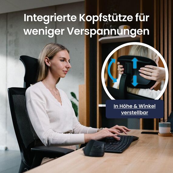 Ergotopia NextBack | Ergonomischer Bürostuhl 150kg belastbar gegen Rückenschmerzen | Schreibtischstuhl ergonomisch | Bürostuhl ergonomisch Testsieger, Office Chair - 5 Jahre Garantie