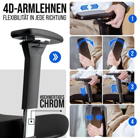 ELITESEATS Bürostuhl Ergonomisch [TESTSIEGER] Kratzerfreie Rollen Atmungsaktiv | Ergonomischer Schreibtischstuhl | Büro Stuhl 150 kg Belastbar | Computerstuhl | Drehstuhl | Home Office Chair Ergonomic