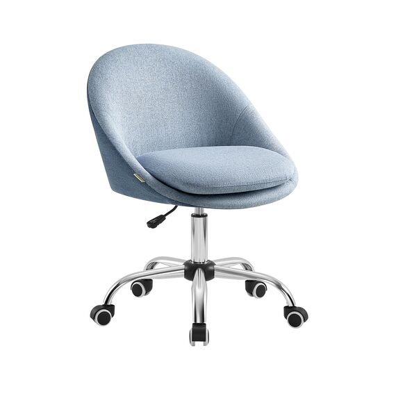 SONGMICS Homeoffice Stuhl, Schminkstuhl aus Baumwoll-Leinen-Mischgewebe, Schreibtischstuhl, Schaumstoffpolsterung, höhenverstellbar, für Arbeitszimmer, Schlafzimmer, blassblau OBG020Q01