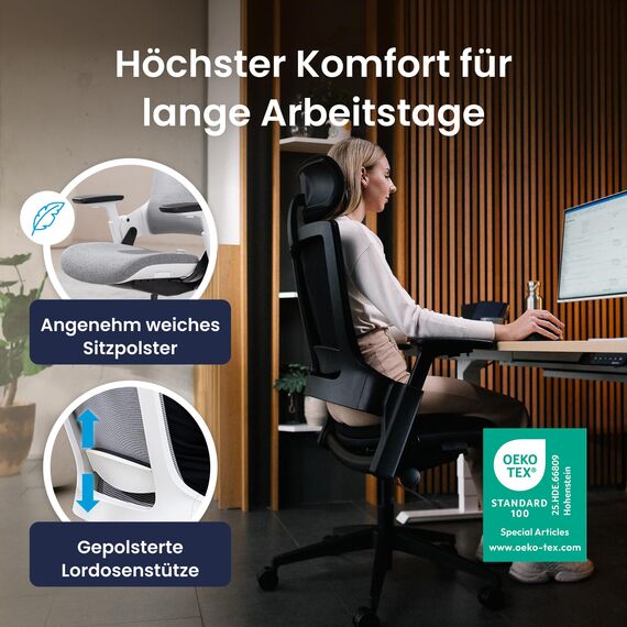 Ergotopia NextBack | Ergonomischer Bürostuhl 150kg belastbar gegen Rückenschmerzen | Schreibtischstuhl ergonomisch | Bürostuhl ergonomisch Testsieger, Office Chair - 5 Jahre Garantie