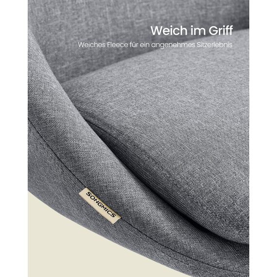 SONGMICS Homeoffice-Stuhl, Schminkstuhl aus Baumwoll-Leinen-Mischgewebe, Schreibtischstuhl, Schaumstoffpolsterung, höhenverstellbar, für Arbeitszimmer, Schlafzimmer, schiefergrau OBG020G05