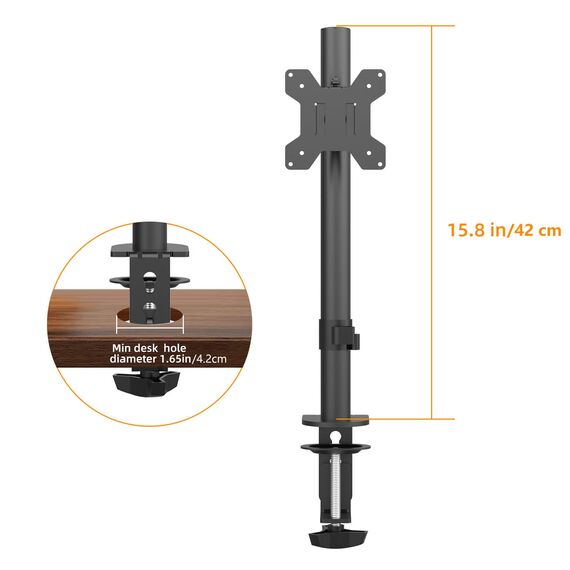 Pholiten Monitor Halterung für 13-32 Zoll Bildschirme bis 10 kg, Verstellbare Monitorhalterung, Bildschirmhalterung Neigbar, Schwenkbar, Drehbar VESA 75x75 mm/100x100 mm