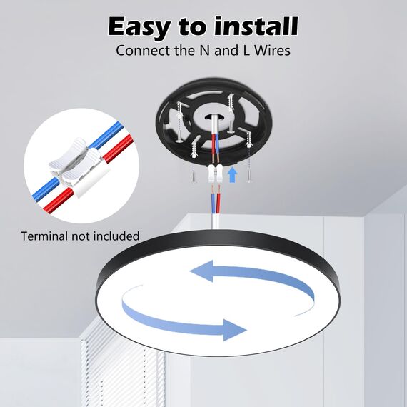 LED Deckenleuchte Lampe Decke Deckenlampe LED Ø28cm 24W/6500K/2000LM/IP44 Wasserfest Badlampe Rund Modern Schlicht für Badezimmer, Schlafzimmer, Wohnzimmer, Küchenlampe, Kinderzimmer, Balkon-Schwarz