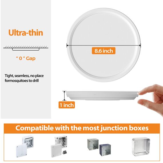 slochi Deckenlampe LED Deckenleuchte Flach 18W, Ø22CM, 3Farben 3000K/4000K/6500K, IP44 Badlampe, 1800LM Modern LED Lampe Decke Küchenlampe für küche Badezimmer Schlafzimmer Flur Wohnzimmer, Weiß