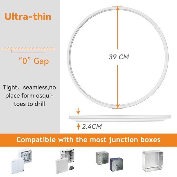 slochi Deckenlampe LED Deckenleuchte Flach 36W, Ø40CM, 3Farben 3000K/4000K/6500K, IP44 Badlampe, 4200LM LED Lampe Decke Küchenlampe für küche Badezimmer Schlafzimmer Flur Wohnzimmer, 2Stück Weiß