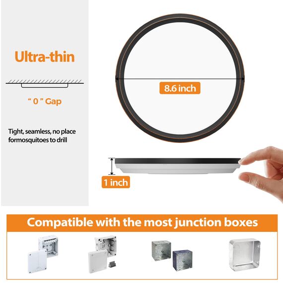 slochi Deckenlampe LED Deckenleuchte Flach 18W, Ø22CM, 3Farben 3000K/4000K/6500K, IP44 Badlampe, 1800LM Modern LED Lampe Decke Küchenlampe für küche Badezimmer Schlafzimmer Wohnzimmer, Kupferbraun