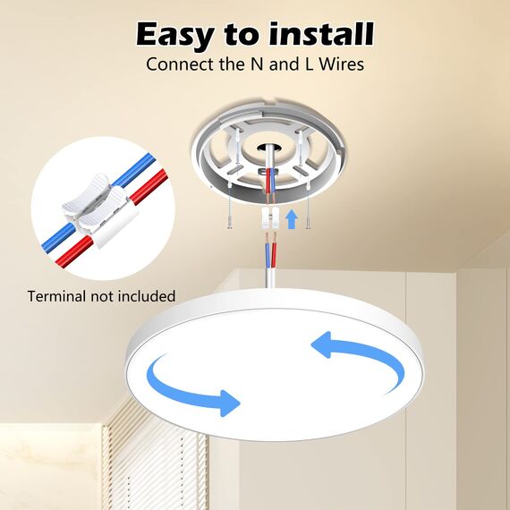 Deckenlampe LED Lampe Decke Deckenleuchte Flach Ø28cm 24W, 3000K, 2000LM, IP44 Wasserfest Rund Modern Schlicht Warmweiß Badlampe für Kinderzimmer/ Schlafzimme/Wohnzimmer/Küchenlampe/Badezimmer/Balkon