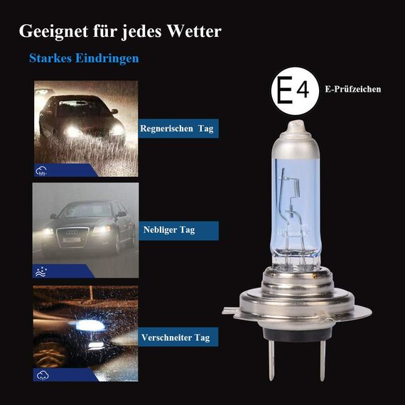 XELORD H7 Lampe Auto 55W 12V Scheinwerferlampe H7 Abblendlicht,E - Prüfzeichen,2 Stück