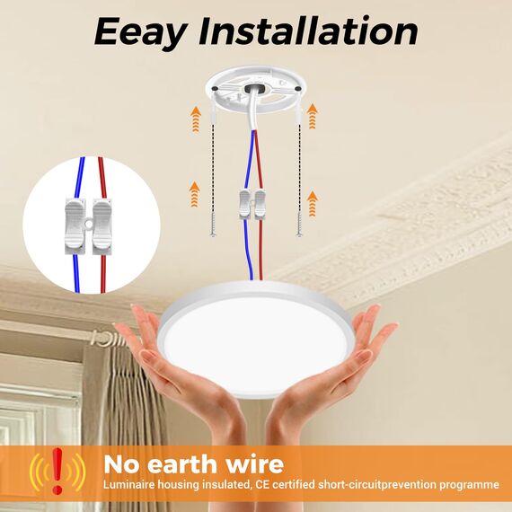 slochi Deckenlampe LED Deckenleuchte Flach, 3Farben - 3000K/4000K/6500K, IP44 Wasserfest Rund Badlampe Decke, 1500LM Modern LED Lampen für küche Badezimmer Schlafzimmer Flur Wohnzimmer, Ø18CM