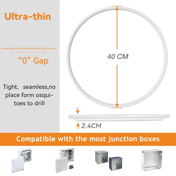 slochi Deckenlampe LED Deckenleuchte Flach 36W, Ø40CM, 3Farben 3000K/4000K/6500K, IP44 Badlampe, 4200LM Modern LED Lampe Decke Küchenlampe für küche Badezimmer Schlafzimmer Flur Wohnzimmer, Weiß