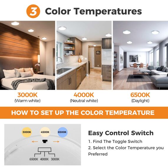 slochi Deckenlampe LED Deckenleuchte Flach, 3Farben - 3000K/4000K/6500K, Wasserfest Rund Badlampe Decke, 1500LM Modern LED Lampen für küche Badezimmer Schlafzimmer Flur Wohnzimmer, Ø18CM Nickelfarbe