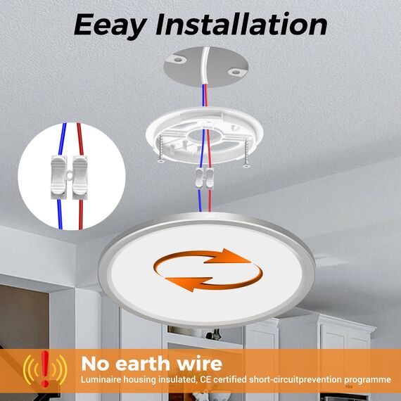 slochi LED Deckenleuchte Flach 24W 2800LM, 3Farben - 3000K/4000K/6500K, Ø30CM Deckenlampe IP54 Wasserfest Rund Badlampe, Modern LED Lampen für küche Badezimmer Schlafzimmer Wohnzimmer, Nickelfarbe