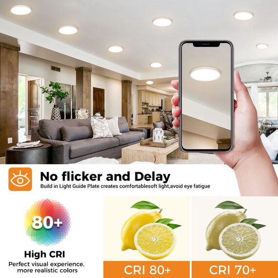 slochi 3Farben 3000/4000/6500K LED Deckenleuchte Flach, Ø18cm 15W 1500LM Deckenleuchten, Rund Modern Deckenlampe LED Lampen Deckenlampen für küche Badezimmer Schlafzimmer Flur Wohnzimmer, 2Stück