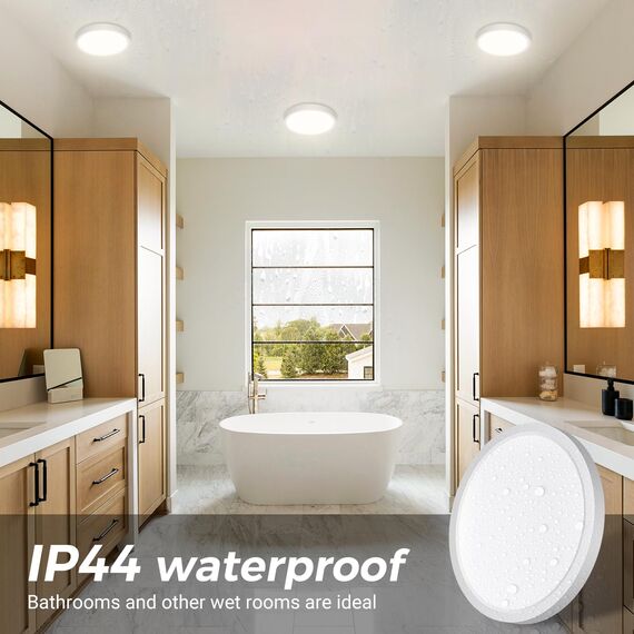 slochi Deckenlampe LED Deckenleuchte Flach, 3Farben - 3000K/4000K/6500K, IP44 Wasserfest Rund Badlampe Decke, 1500LM Modern LED Lampen für küche Badezimmer Schlafzimmer Flur Wohnzimmer, Ø18CM