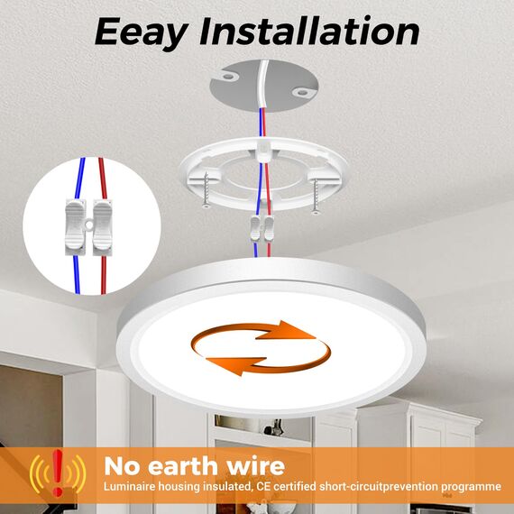 slochi Deckenlampe LED Deckenleuchte Flach, 3Farben - 3000K/4000K/6500K, IP44 Wasserfest Rund Badlampe Decke, 1500LM LED Lampen für küche Badezimmer Schlafzimmer Flur Wohnzimmer, Ø18CM 4Stück Weiß