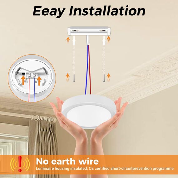 slochi LED Deckenleuchte Flach, 3Farben - 3000K/4000K/6500K, 900LM Ø12CM Klein Deckenlampe, IP54 Wasserfest Rund Badlampe Modern LED Lampen für küche Badezimmer Schlafzimmer Flur Wohnzimmer, Weiß