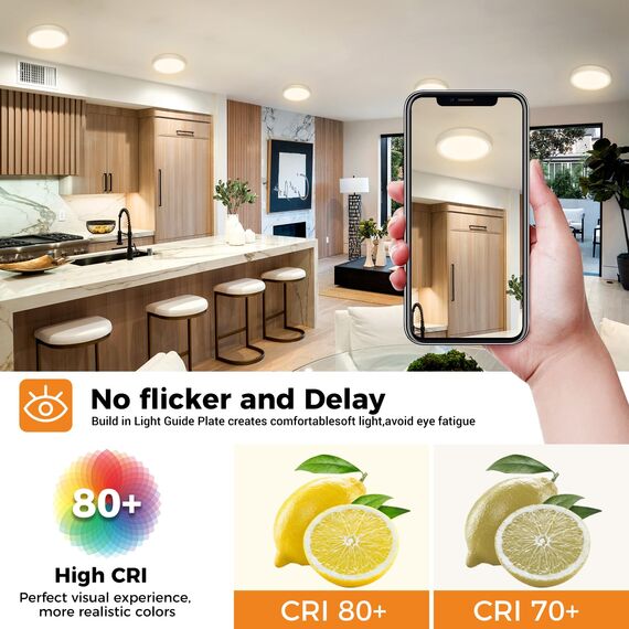 slochi Deckenlampe LED Deckenleuchte Flach, 3Farben - 3000K/4000K/6500K, IP44 Wasserfest Rund Badlampe Decke, 1500LM Modern LED Lampen für küche Badezimmer Schlafzimmer Flur Wohnzimmer, Ø18CM