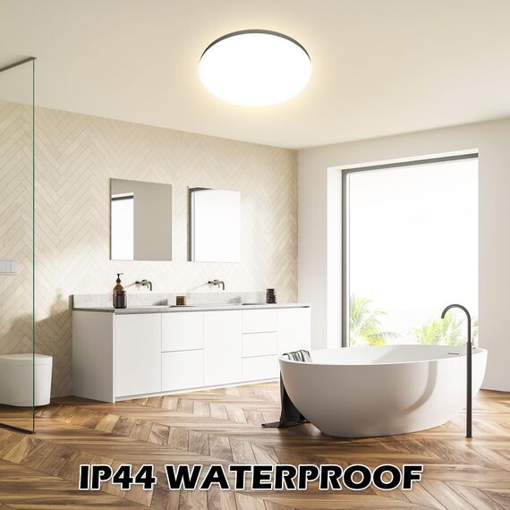 Deckenleuchte LED Deckenlampe [2Stück] Ø28cm 24W,4000K,2000LM,IP44 Wasserfest Rund Badezimmer Lampe,Badlampe Decke Küchenlampen Modern Schlicht Weiß Dünn Ideal Für Bad/Schlafzimmer/Keller/Balkon/Flur