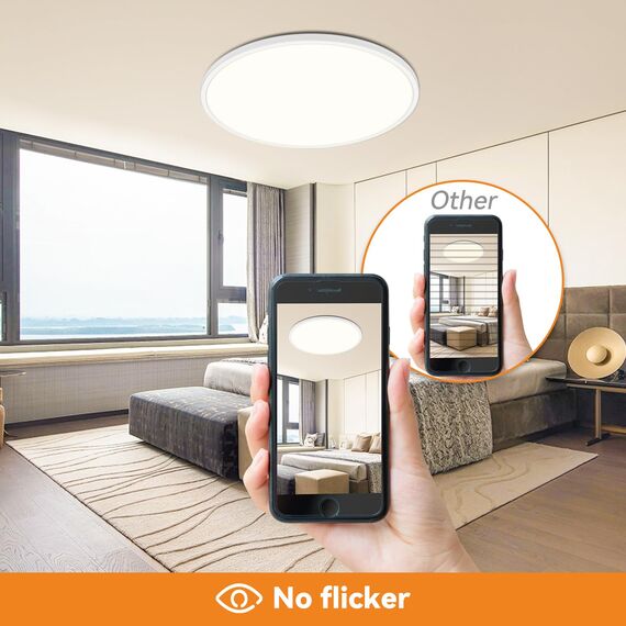 slochi Deckenlampe LED Deckenleuchte Flach 36W, Ø40CM, 3Farben 3000K/4000K/6500K, IP44 Badlampe, 4200LM Modern LED Lampe Decke Küchenlampe für küche Badezimmer Schlafzimmer Flur Wohnzimmer, Weiß