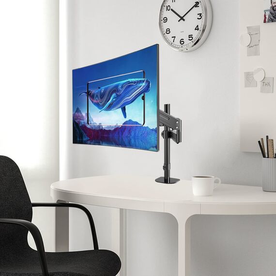 Pholiten Monitor Halterung für 13-32 Zoll LCD LED Bildschirm Hält 3-6 kg, Gasdruckfeder Einarmig Monitor Arm 360° Drehbar, Neigbar, Vesa 75/100
