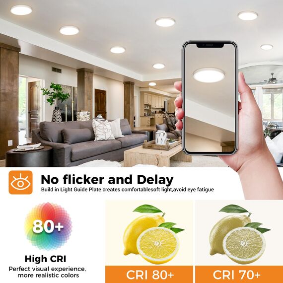 slochi Deckenlampe LED Deckenleuchte Flach, 3Farben - 3000K/4000K/6500K, IP44 Wasserfest Rund Badlampe Decke, 1500LM LED Lampen für küche Badezimmer Schlafzimmer Flur Wohnzimmer, Ø18CM 4Stück Weiß