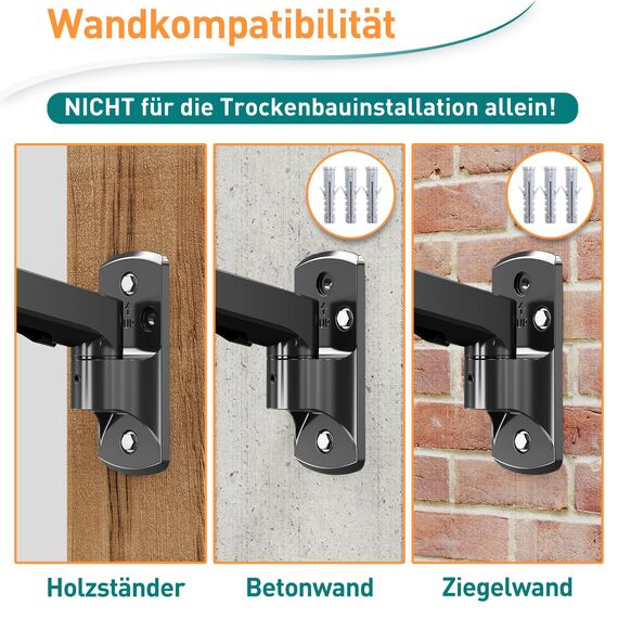 ELIVED Monitor Wandhalterung für 13-32" Bildschirme bis zu 9kg, VESA 75/100mm, Gasdruckfeder PC Monitor Hatlerung Wand, 180° Schwenkbar, 360° Drehbar, Höhenverstellbar Monitorhalterung EV023A