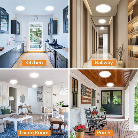 2 Stücke Deckenlampe LED Deckenleuchte Flach 18W, Ø22CM, 3Farben 3000K/4000K/6500K, IP44 Badlampe, 1800LM Modern LED Lampe Decke Küchenlampe für küche Badezimmer Schlafzimmer Flur Wohnzimmer, Weiß