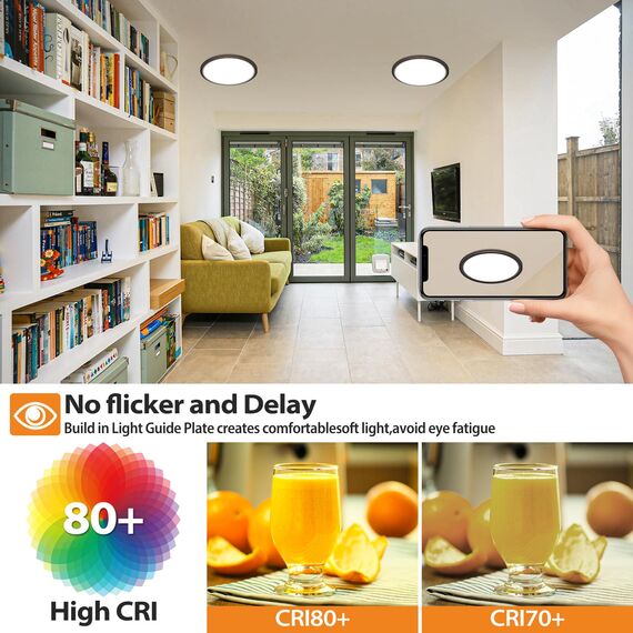 slochi Deckenlampe LED Deckenleuchte Flach 18W, Ø22CM, 3Farben 3000K/4000K/6500K, IP44 Badlampe, 1800LM Modern LED Lampe Decke Küchenlampe für küche Badezimmer Schlafzimmer Wohnzimmer, Kupferbraun