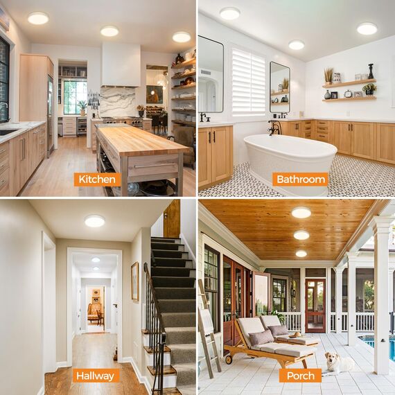 slochi Deckenlampe LED Deckenleuchte Flach, 3Farben - 3000K/4000K/6500K, IP44 Wasserfest Rund Badlampe Decke, 1500LM Modern LED Lampen für küche Badezimmer Schlafzimmer Flur Wohnzimmer, Ø18CM