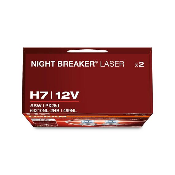 Osram Night Breaker Laser H7 next Generation, +150% mehr Helligkeit, Halogen-Scheinwerferlampe, 64210NL-HCB, 12V PKW, Duo Box (2 Lampen)(2 Stück) 1er Pack