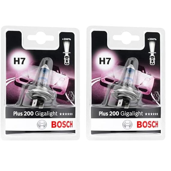 Bosch H7 Plus 200 Gigalight Lampe - 12 V 55 W PX26d - 1 Stück (Packung mit 2)