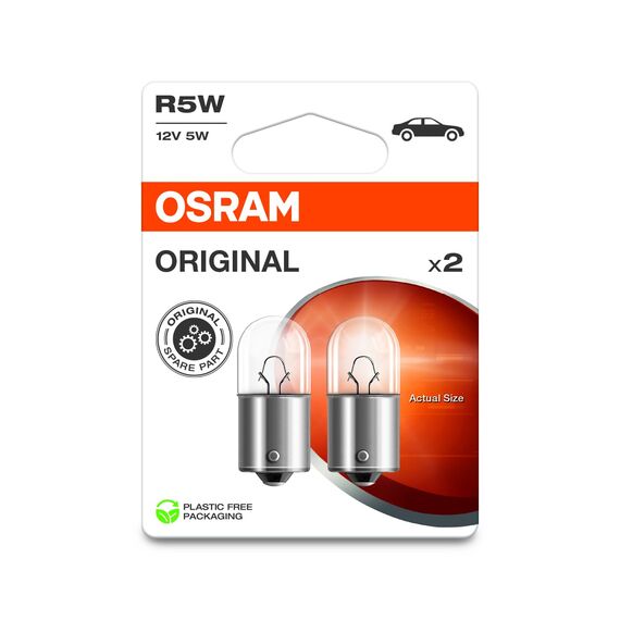OSRAM ORIGINAL LINE 12V, R5W, signal lamp, Metal Base, Double Blister (2 lamps)