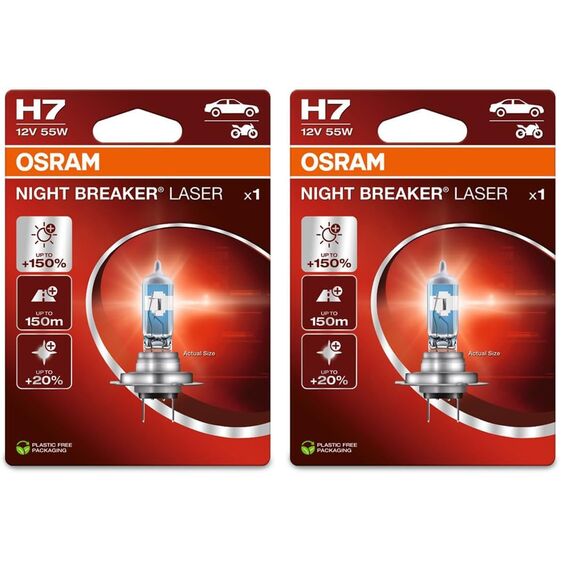 Osram H7 Glühlampe Fernscheinwerfer 55W Fernlicht Birne 64210NL-1BL (Packung mit 2)