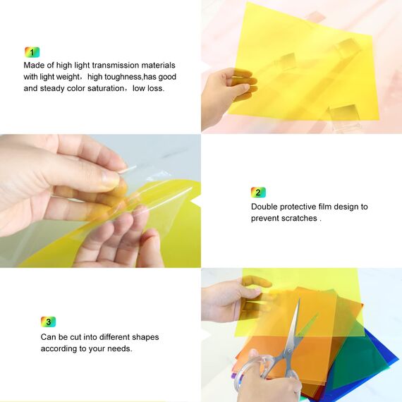 16 Stück Farbfolien Gel Filter Film Transparente Farben Professionel Farbige Farbkorrektur Fenster Folie Lampen für Foto grafie Studio Strobe Blitz LED Licht Kamera Bühnen Party schmücken DIY 29.7x21