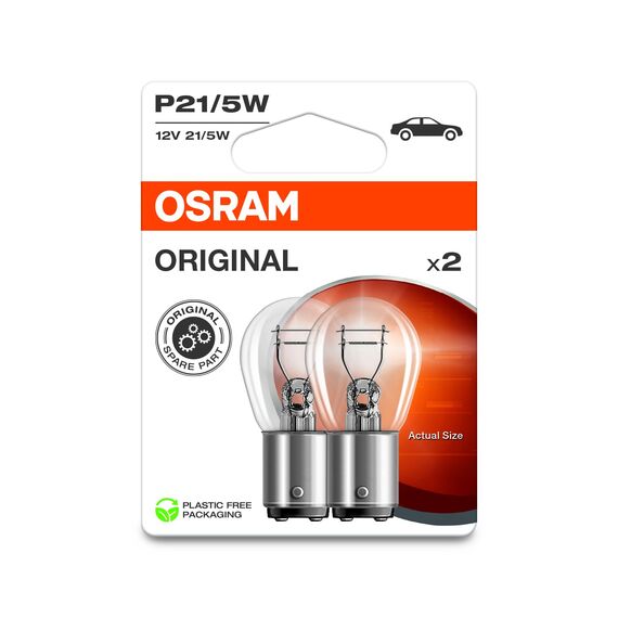 Osram ORIGINAL LINE 12V, P21/5W, signal lamp, Metal Base, Double Blister, (2 lamps)