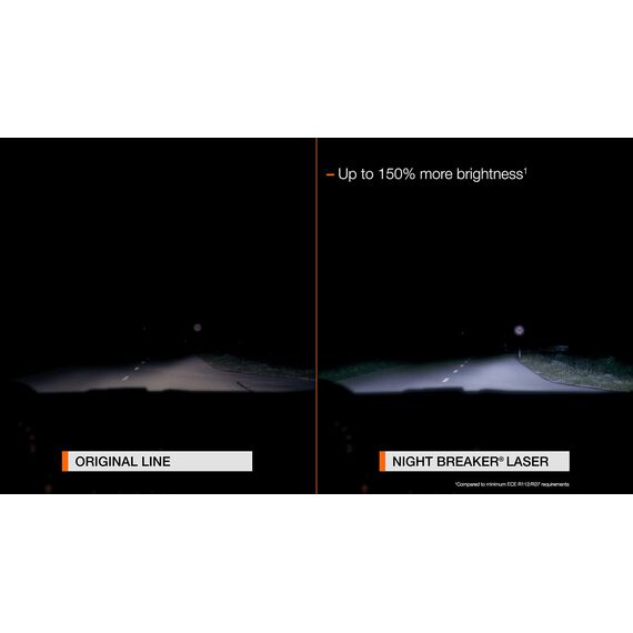 OSRAM NIGHT BREAKER LASER H4, +150% mehr Helligkeit, Halogen-Scheinwerferlampe, 64193NL-HCB, 12V PKW, Duo Box (2 Lampen)