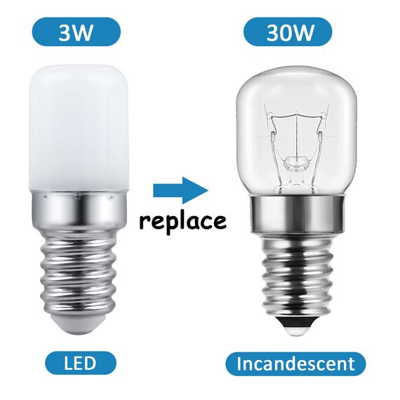 SCNNC LED Lampen T18 E14 Kühlschranklampe 3W AC230V, 300LM Kaltweiß 6000K, Nicht Dimmbar, Entspricht 30W Glühlampe, E14 LED für Kühlschrank, Salzlampe, Nähmaschine, Nachtlicht, 2 Stück