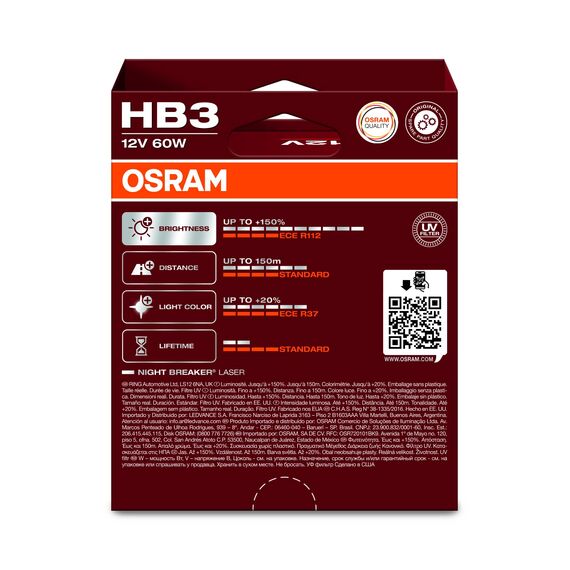 OSRAM HB3 Glühlampe Fernscheinwerfer 60W 4200K Fernlicht Halogen Birne 9005NL-HCB