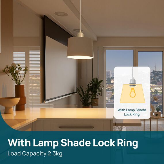 Linkind 2er Lampenfassung mit Befestigungsring, 100cm Lampenaufhängung Lampenschirm frei wählbar Schnurpendel mit E27 Fassung, Hängelampe für Restaurant, Weiß