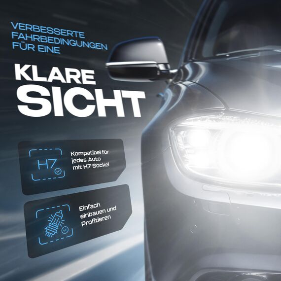 Gread - 2x H7 Halogen Lampen - super-white - 8500k 55W E-Prüfzeichen - Xenon Optik