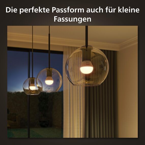 Philips Hue White Ambiance E14 LED Lampe (470 lm), dimmbares LED Leuchtmittel für das Hue Lichtsystem mit warm- bis kühlweißem Licht, smarte Lichtsteuerung über Sprache und App, 1er Pack