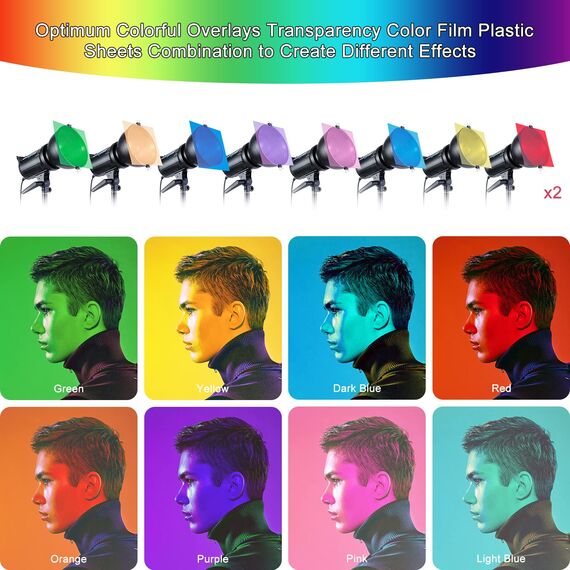 16 Stück Farbfolien Gel Filter Film Transparente Farben Professionel Farbige Farbkorrektur Fenster Folie Lampen für Foto grafie Studio Strobe Blitz LED Licht Kamera Bühnen Party schmücken DIY 29.7x21