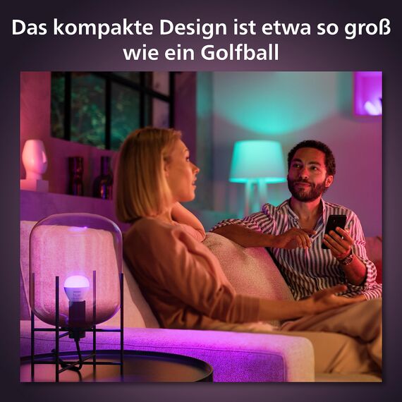 Philips Hue White & Color Ambiance E14 LED Lampe (470 lm), dimmbares LED Leuchtmittel für das Hue Lichtsystem mit 16 Mio. Farben, smarte Lichtsteuerung über Sprache und App, 1er Pack