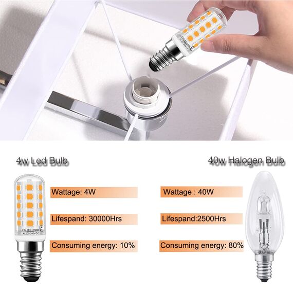 Auting E14 Led Lampen,4W LED E14 Ersatz 40W Halogenlampen, 400 Lumen, e14 led Warmweiß 2700K für Salzlampe,Led Kühlschrankbirne,Nähmaschine,Tischlampe,2er Pack