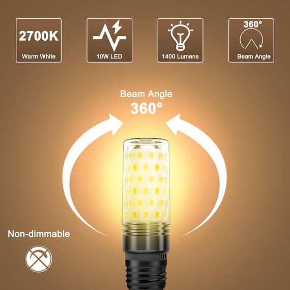 Auting E27 LED Warmweiß(2700K) 1400 Lumen, Vorteilspack mit 4 Leuchtmittel 10W LED glühbirne ersetzt herkömmliche 100W-140W Glühbirne, AC 220-240V E27 Schraube Nicht Dimmbar Kein Flacker