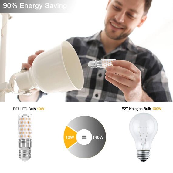 Auting E27 LED Warmweiß(2700K) 1400 Lumen, Vorteilspack mit 4 Leuchtmittel 10W LED glühbirne ersetzt herkömmliche 100W-140W Glühbirne, AC 220-240V E27 Schraube Nicht Dimmbar Kein Flacker