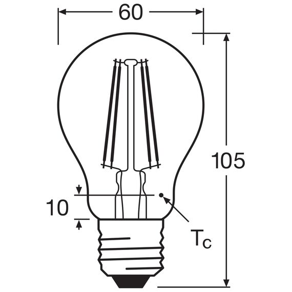 Osram LED BASE Classic A60, klare Filament LED-Lampen aus Glas für E27 Sockel, Birnenform, Kaltweiß (4000K), 806 Lumen, Ersatz für herkömmliche 60W-Glühbirnen, 5er-Box