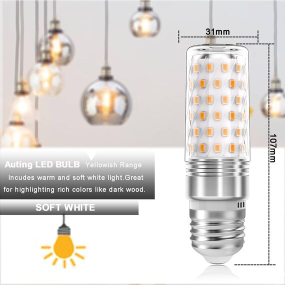 Auting E27 LED Warmweiß(2700K) 1400 Lumen, Vorteilspack mit 4 Leuchtmittel 10W LED glühbirne ersetzt herkömmliche 100W-140W Glühbirne, AC 220-240V E27 Schraube Nicht Dimmbar Kein Flacker